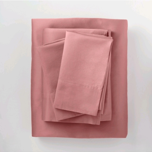 Casaluna Full 500 Thread Count Washed Supima Sateen Solid Sheet Set Rose